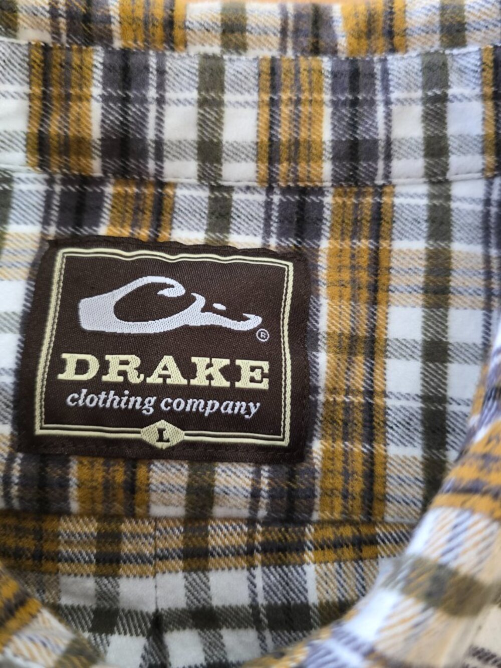 Drake Men's Autumn Brushed Twill Plaid Long Sleeve Flannel Button Shirt Sz Large - Picture 9 of 10